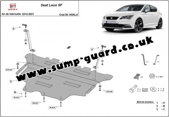 Aluminum sump guard for Seat Leon Mk3 5F Aluminum sump guard for Seat Leon Mk3 5F