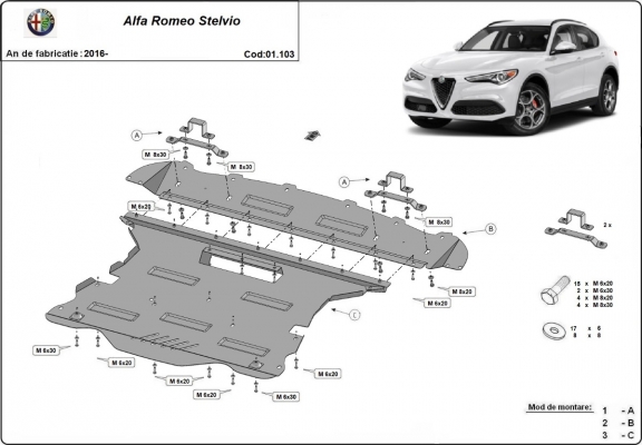Steel sump guard for Alfa Romeo Stelvio