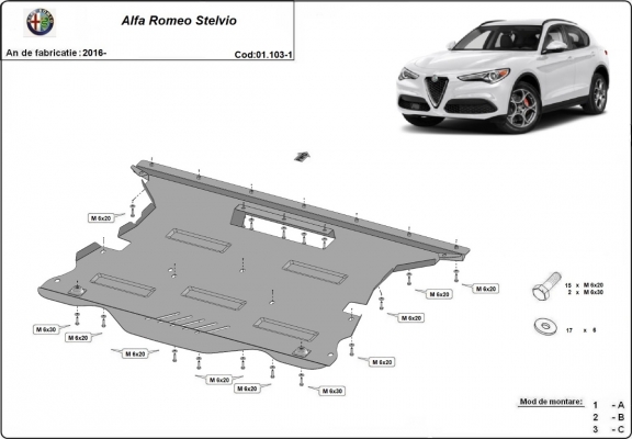 Steel sump guard for Alfa Romeo Stelvio