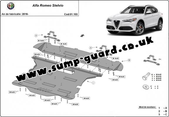 Steel sump guard for Alfa Romeo Stelvio