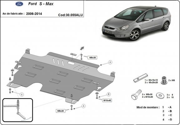 Aluminum sump guard for Ford S-Max