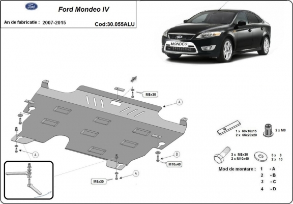 Aluminum sump guard for Ford Mondeo 4
