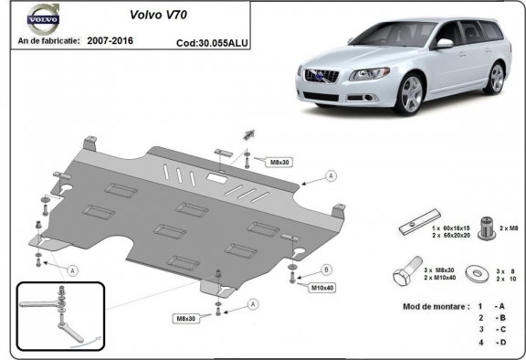 Aluminum sump guard for Volvo V70