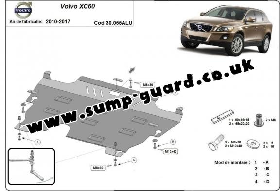 Aluminum sump guard for the protection of the engine and the gearbox for Volvo XC60