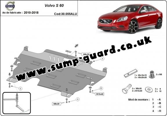Aluminum sump guard for the protection of the engine and the gearbox for Volvo S60