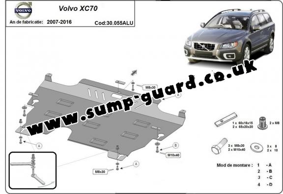 Aluminum sump guard for the protection of the engine and the gearbox for Volvo XC70