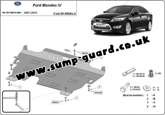 Aluminum sump guard for Ford Mondeo 4