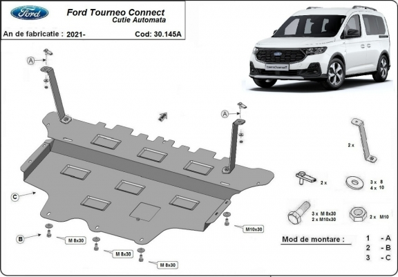 Steel sump guard for Ford Tourneo  Connect - automatic gearbox