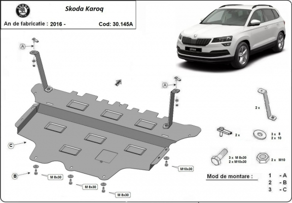 Steel sump guard for Skoda Karoq - automatic gearbox