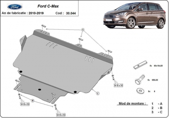 Steel sump guard for Ford C - Max
