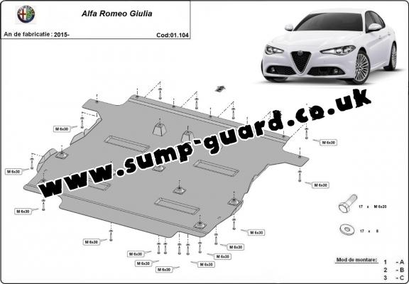 Steel sump guard for Alfa Romeo Giulia