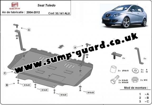 Aluminum sump guard for Seat Toledo 3