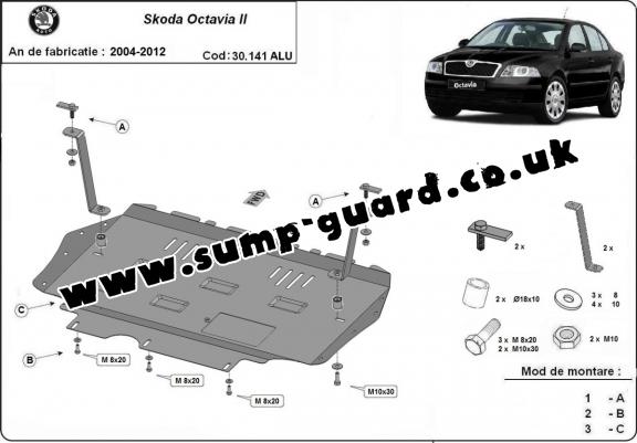 Aluminum sump guard for Skoda Octavia 2