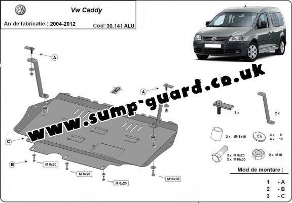 Aluminum sump guard for VW Caddy