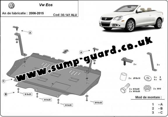 Aluminum sump guard for VW Eos