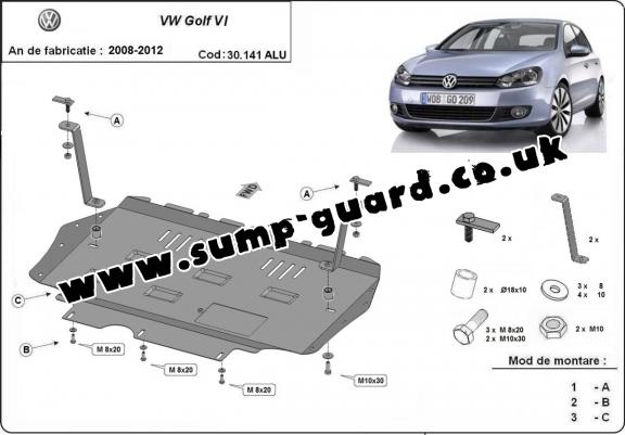 Aluminum sump guard for VW Golf 6