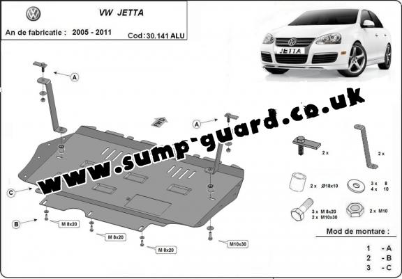 Aluminum sump guard for VW Jetta