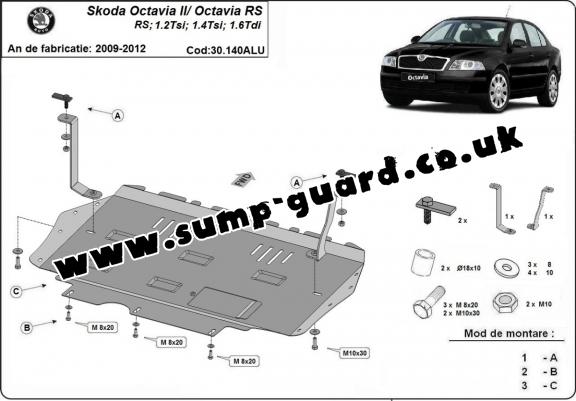 Aluminum sump guard for Skoda Octavia 2