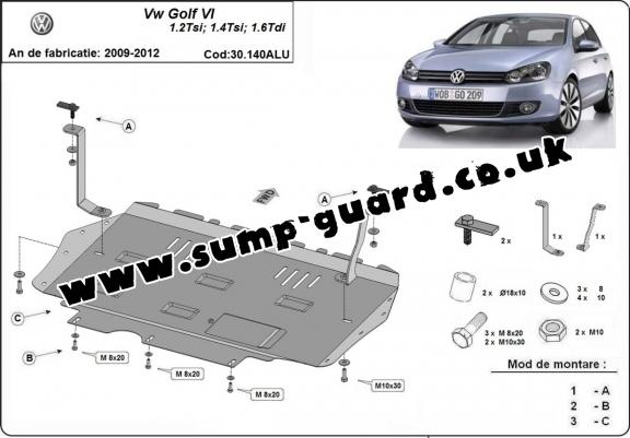 Aluminum sump guard for VW Golf 6
