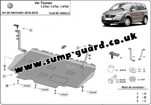 Aluminum sump guard for Volkswagen Touran