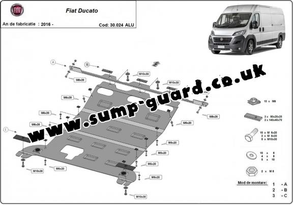 Aluminum sump guard for Fiat Ducato
