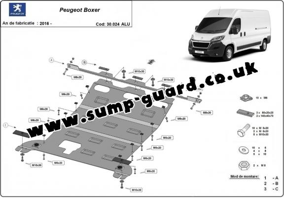 Aluminum sump guard for Peugeot Boxer