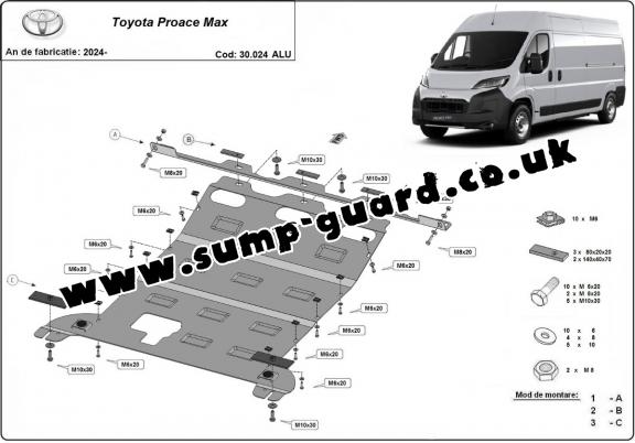 Aluminum sump guard for Toyota Proace Max