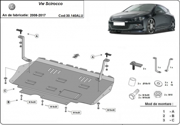 Aluminium  sump guard for Volkswagen Scirocco