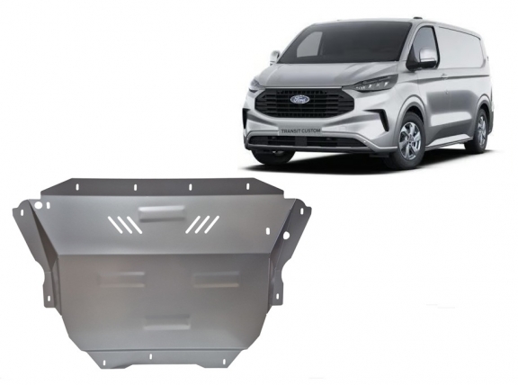 Aluminum sump guard for the protection of the engine and the gearbox for Ford Transit Custom