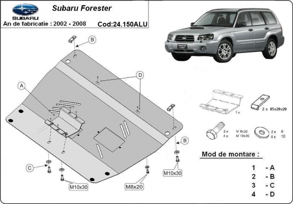 Aluminum sump guard for Subaru Forester 2