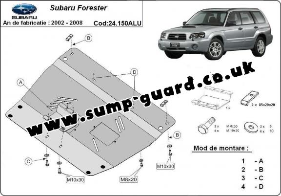 Aluminum sump guard for Subaru Forester 2