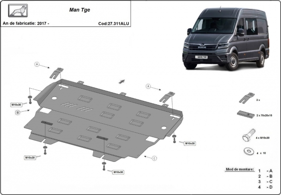 Aluminum sump guard for MAN Tge