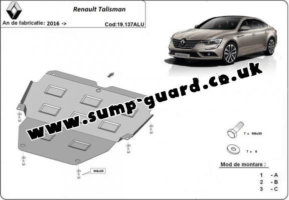 Aluminum sump guard for Renault Talisman