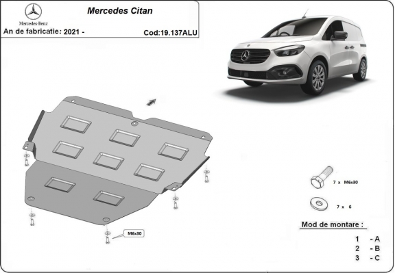 Aluminum sump guard for Mercedes Citan