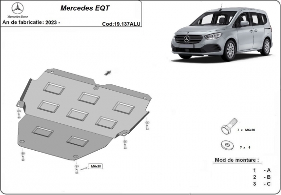 Aluminum sump guard for Mercedes EQT
