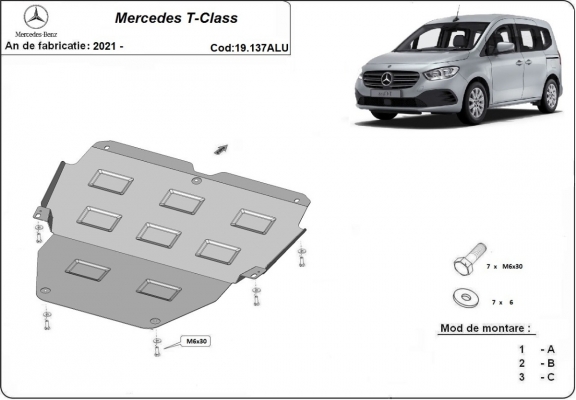 Aluminum sump guard for Mercedes T-Class