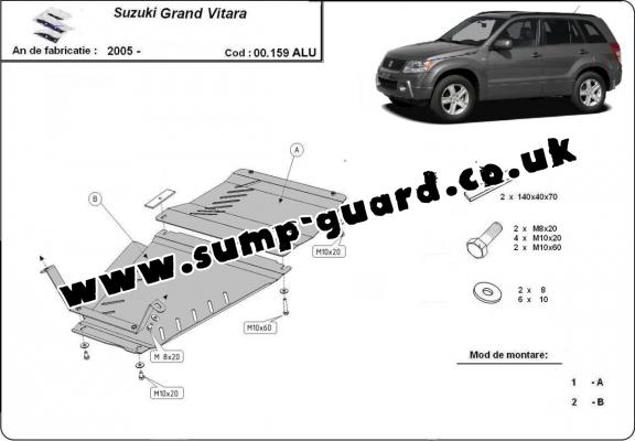 Aluminum gearbox and transfer case guard for Suzuki Grand Vitara 2