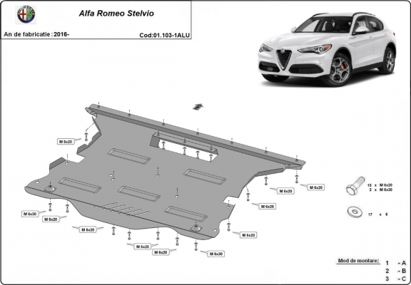 Aluminium sump guard for Alfa Romeo Stelvio