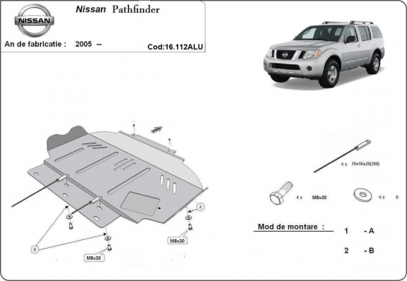 Aluminum sump guard for Nissan Pathfinder