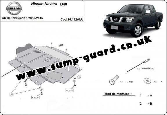 Aluminum sump guard for Nissan Navara
