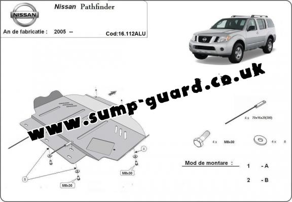 Aluminum sump guard for Nissan Pathfinder