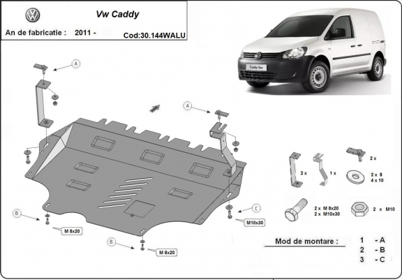 Aluminum sump guard for VW Caddy  - Webasto