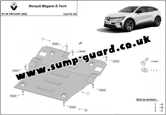 Steel sump guard for Renault Megane E-Tech