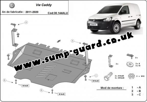 Aluminum sump guard for VW Caddy 