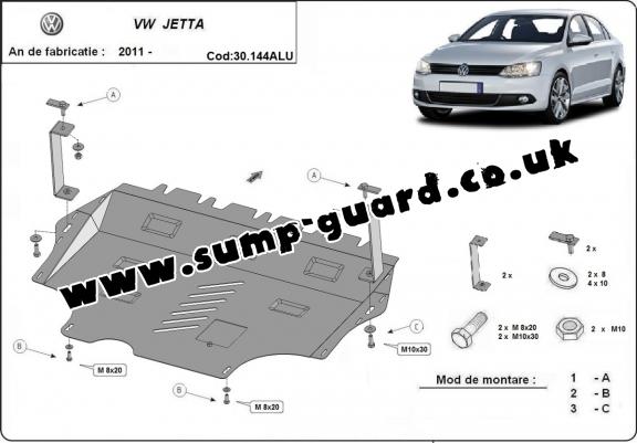 Aluminum sump guard for VW Jetta