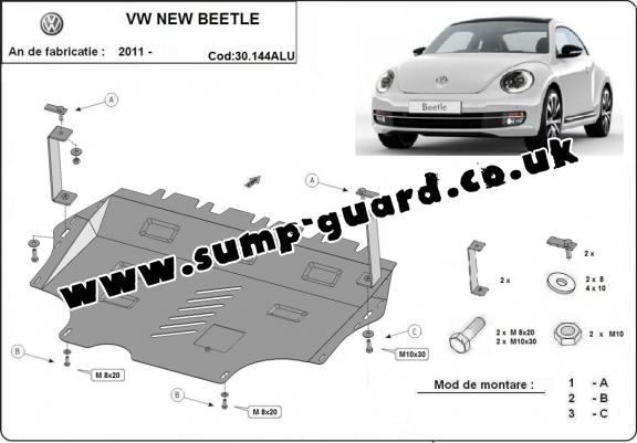 Aluminum sump guard for Volkswagen New Beetle