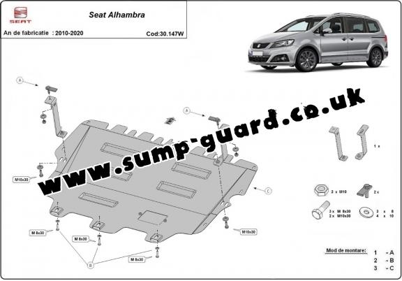 Steel sump guard for Seat Alhambra - Webasto