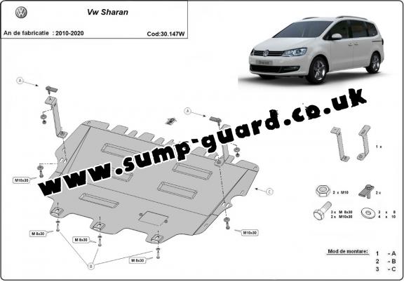 Steel sump guard for Volkswagen Sharan - Webasto