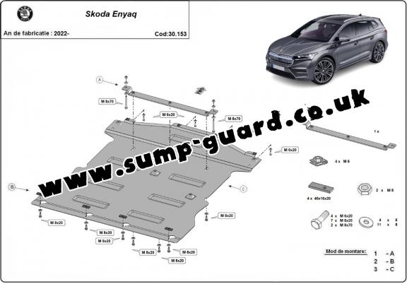 Steel sump guard for Skoda Enyaq