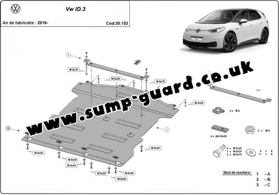 Steel sump guard for Volkswagen ID 3